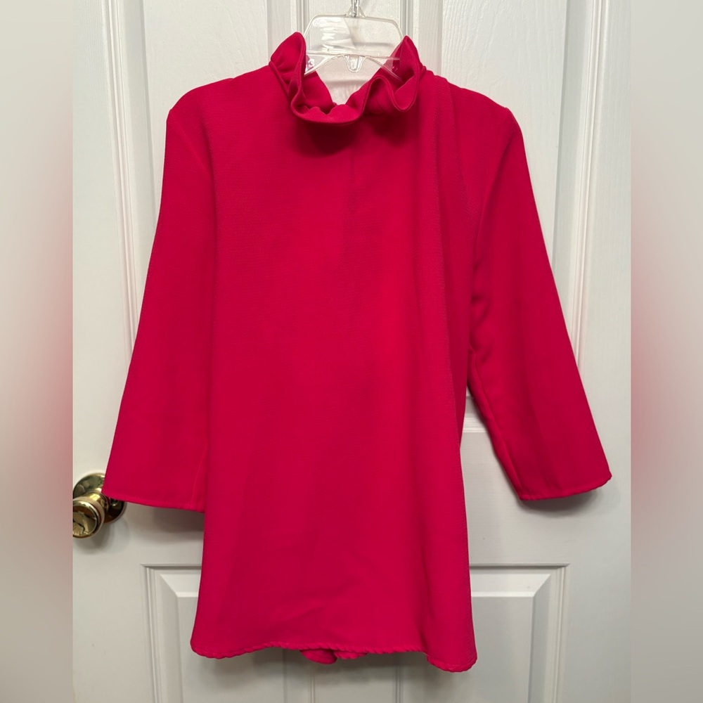 Tuckernuck Pomander Place Vibrant Pink Ruffle Faye Blouse